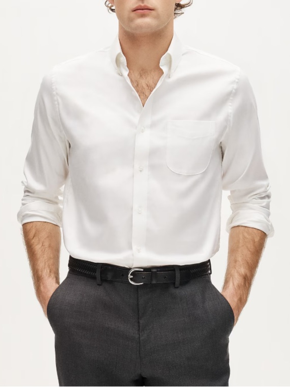 J. Crew Men’s Slim Bowery Performance Stretch Oxford Shirt Button Collar Large